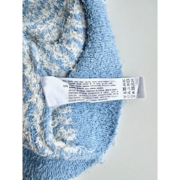 ZARA Blue White Cotton Blend Fuzzy Knit Oversized Cardigan Sweater, Size XS-S - Picture 12 of 15